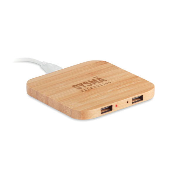 Chargeur induction avec hub USB en Bambou - CUADRO – Image 3